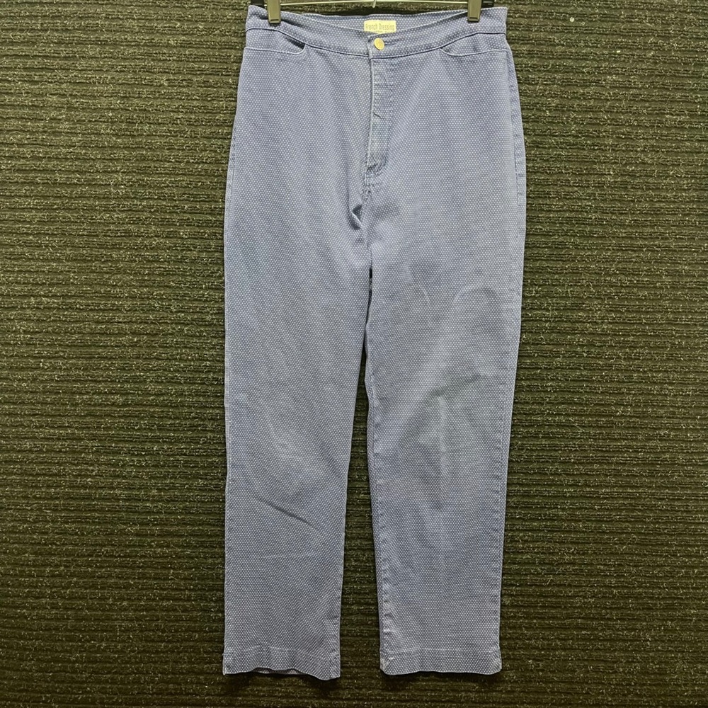 French Dressing Jeanswear Blue Polka Dot Easy Fit Straight Leg Pants 10 66166S